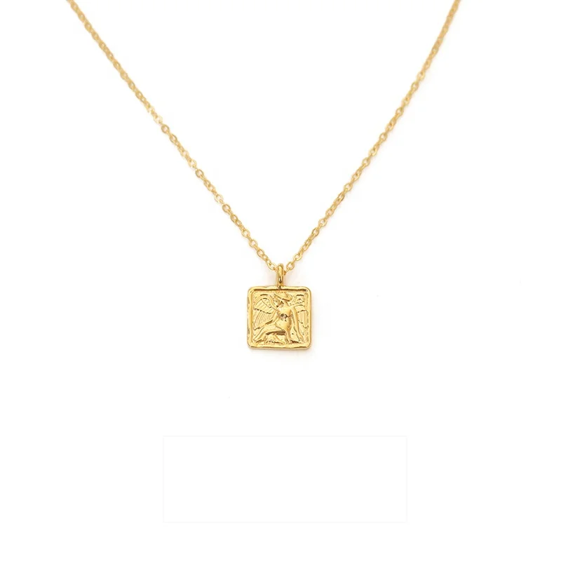 

Jiushang hot normcore metal personality angel wings fram gold plated jewelry necklace