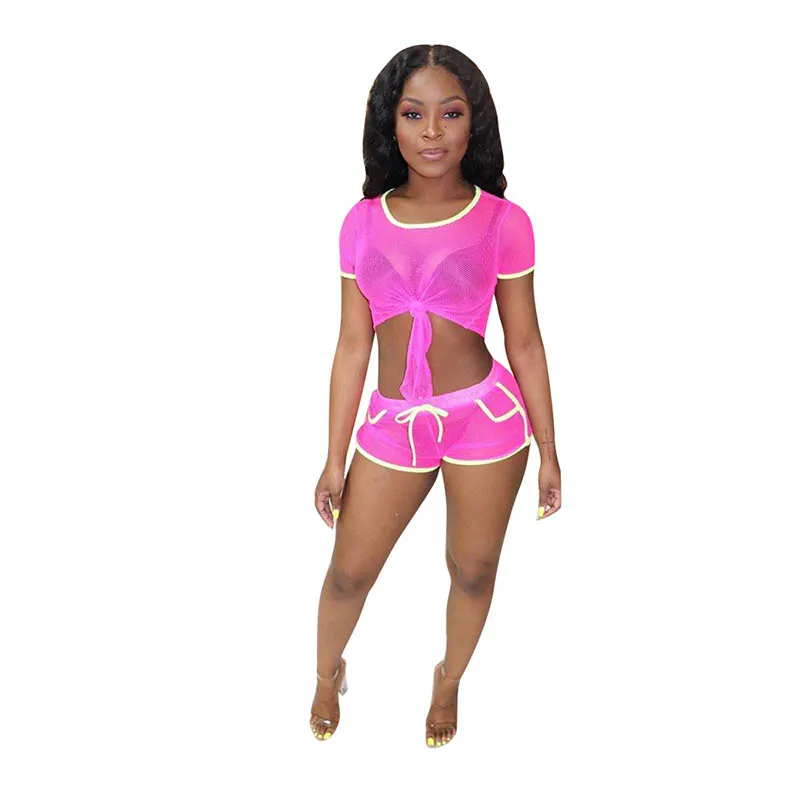 

New Arrival New Item Women Mesh Sports Shorts Set Two Piece Set Women Clothing