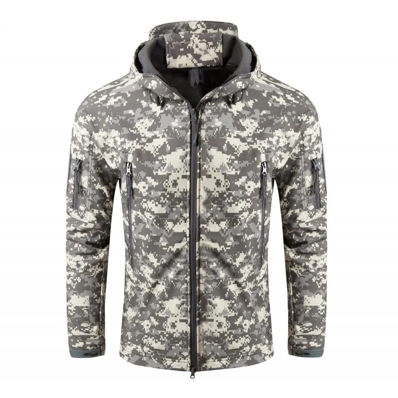 

2021 new ins men's army fans military tactical jacket camouflage waterproof soft shell Hoodie hiking camping jacket