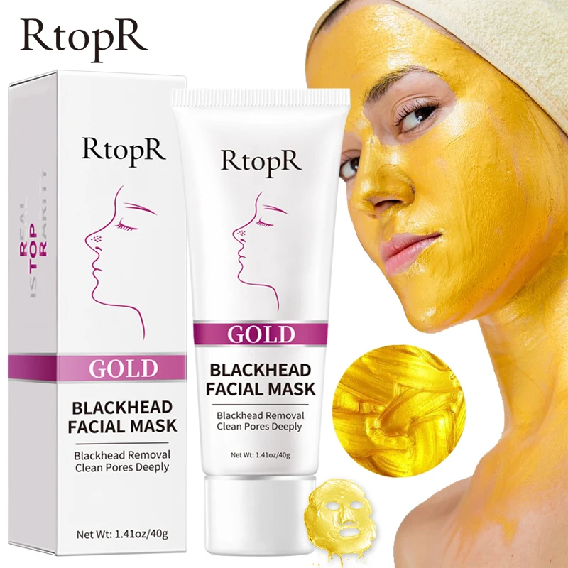 

RtopR gold black full facial mask blackhead acne removing pores clearing skin repairing face mask washable cream for skin care