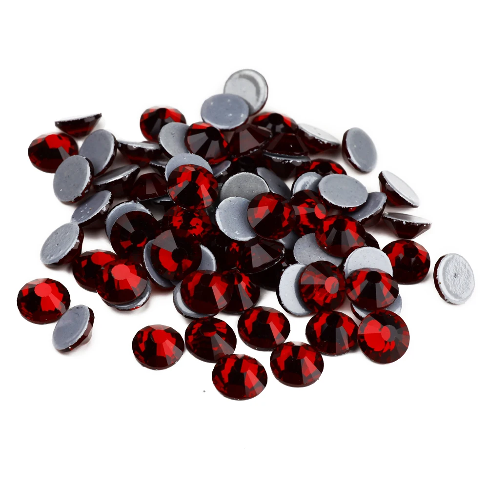 

All Size Dark Red Siam Hotfix Crystal Rhinestone Flat Back Rhinestone Strass For Garment Dance Costume