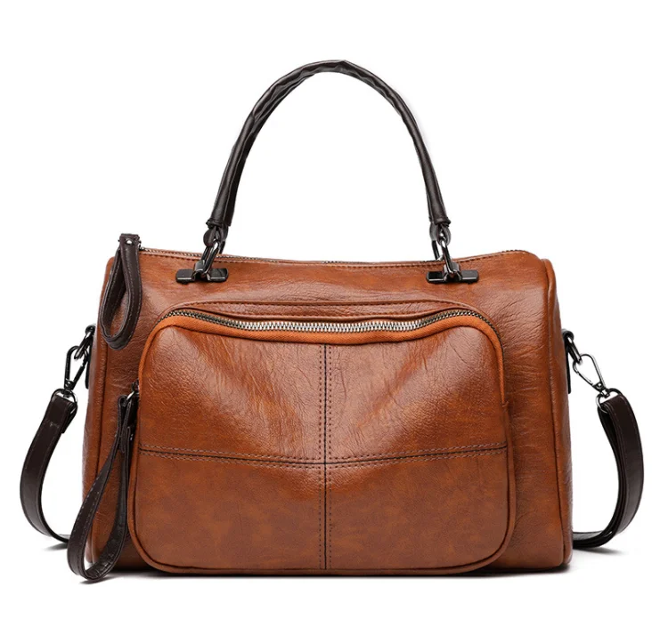 

Women Soft PU Leather Handbag Large Capacity Shoulder Hobo Bag, Black, brown