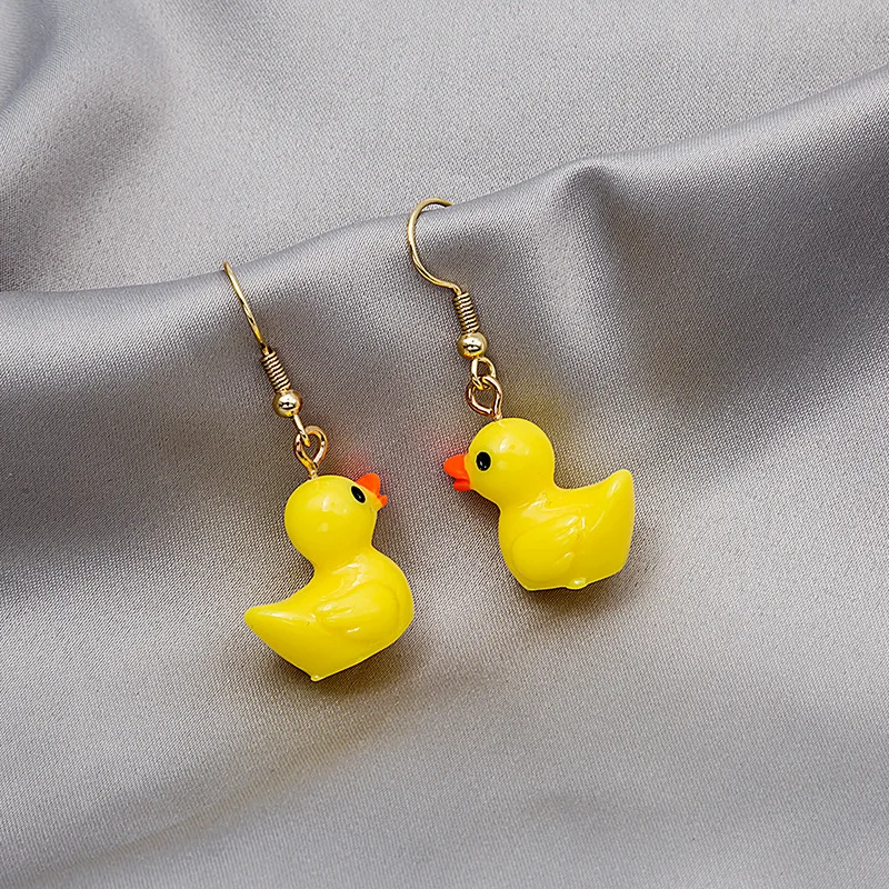 

fashion trendy dangle resin yellow duck earrings