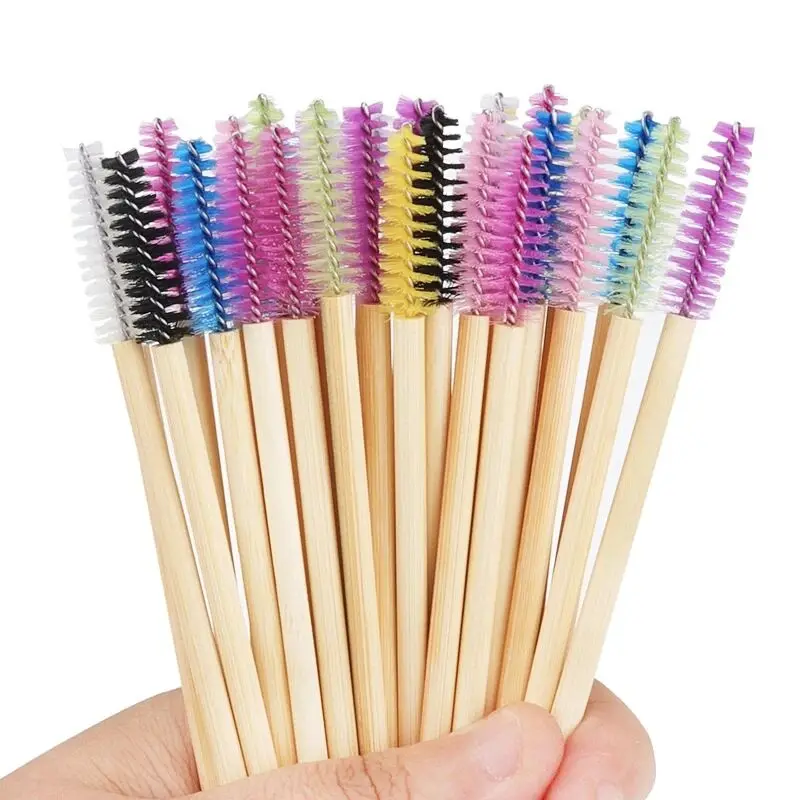 

Best seller wholesales eco-friendly Bamboo Handle Mascara Wand disposable Eyelash Extension brush For Makeup Brush Kit