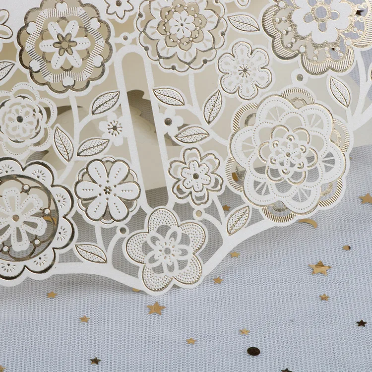 
Beige new design 3D butterfly laser cut card wedding invitation with envelope 