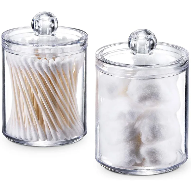 

Dispenser Apothecary Jars Bathroom - Holder Storage Canister Clear Plastic Acrylic Jar for Cotton Ball,Cotton Swab,,Cotton Round, Transparent