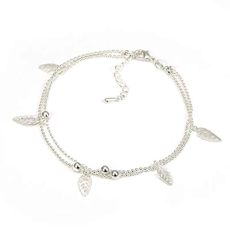 

HOVANCI anklets foot jewelry anklets sterling silver leaves shape ankle chains beads foot chain