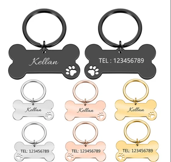 

Anti loss of personalized pet ID tag dog collar engraved pet ID tag pendant pet accessories, Gold/platinum/rose gold/black