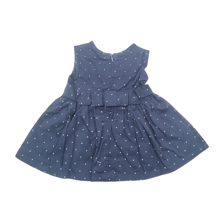 

Hot sale 3-24 months blue sleeveless pure cotton breathable summer fashion cute kid baby clothes girl dress
