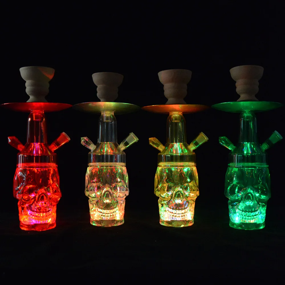 

Wholesale LED Light Acrylic Plastic Portable Narguile Shisha Skull Hookah, Red, yellow, bule, green, clear