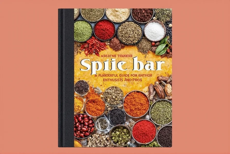 Spice bar with wooden shelves and colorful jars