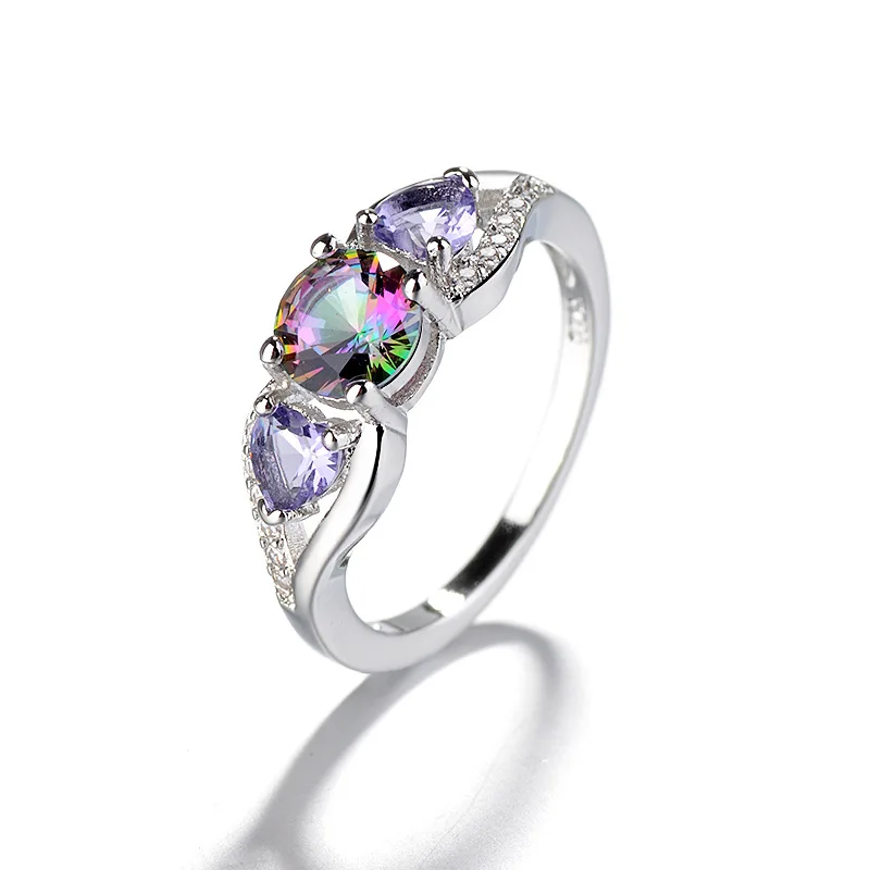 

Factory Wholesale Hot Selling Elegant Jewelry Irish Style Girl Ring Heart Shaped Colorful Gemstone Finger Ring