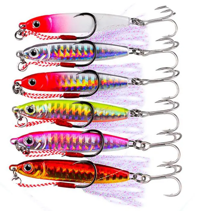 

New arrival OEM 15/20/30g Ufishing Small Jigging Fishing Lure with Feather Hook 1Piece/Lot Lead VIB Fish Bait, Vavious colors
