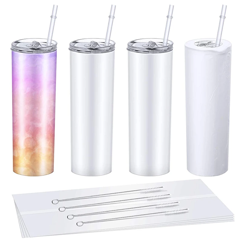 

Stainless steel double wall vacuum Heat Transfer Prin water bottle tumbler Sublimation Blanks tumbler with straw With Lid Cups, White, pink, army green, blue, black