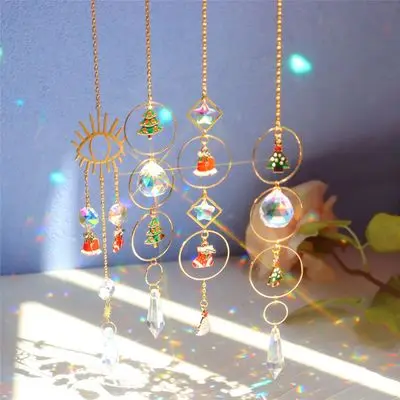 

Dreamcatcher Moon Wall Home Decor Mini Sun Catcher Crystal Metal EYE Christmas Wind Chime Garden Ornament Outdoor