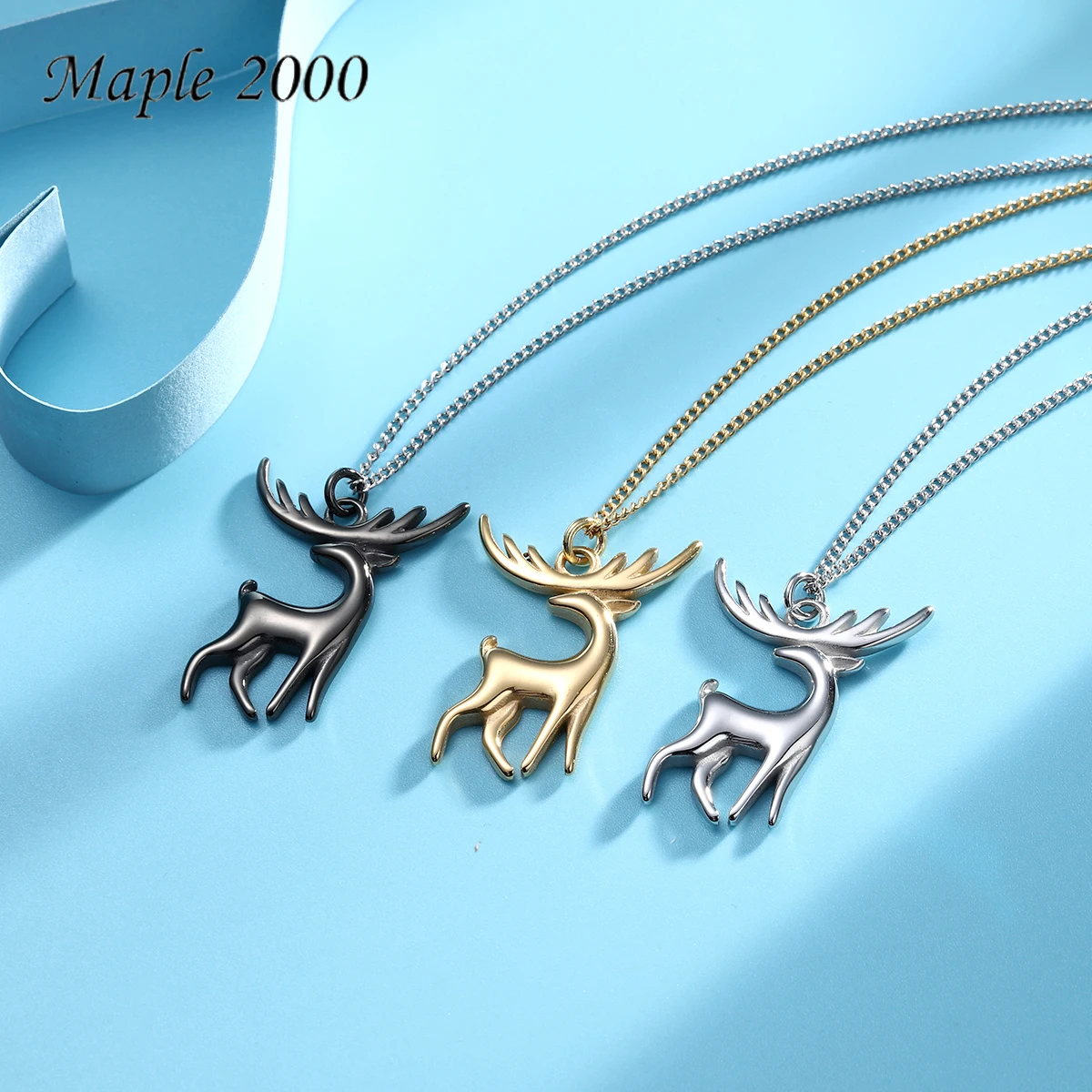 

Men and Women Fashion Animal Necklace Jewelry Simple Personality Titanium Steel Pendant Necklace Creative Elk Necklace
