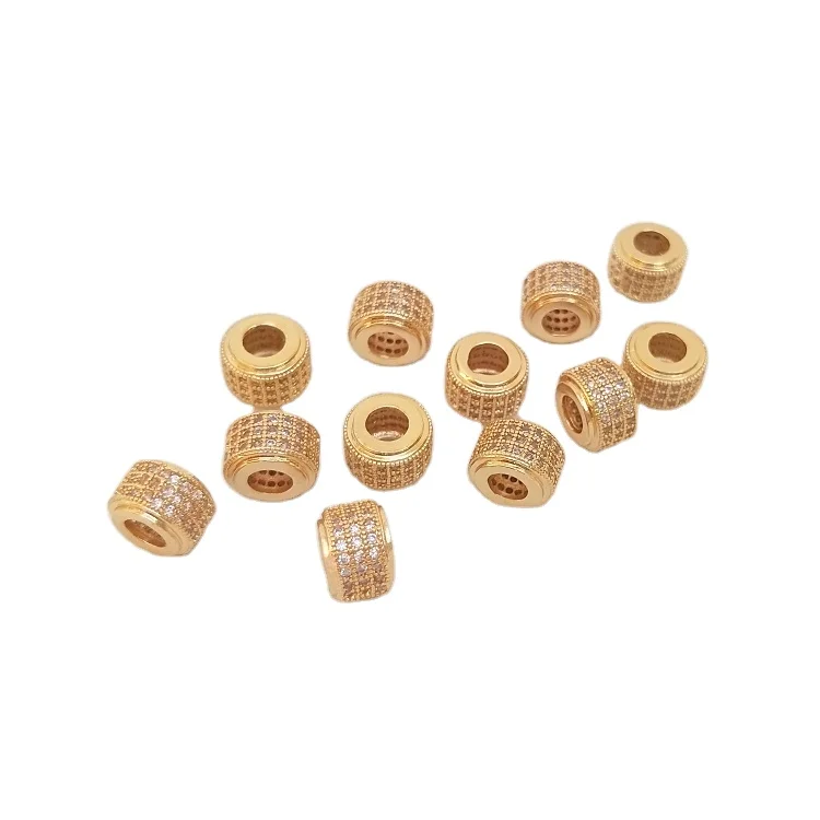 

14K gold plated zircon wheel beads cylindrical spacer beads diy jewelry accessories