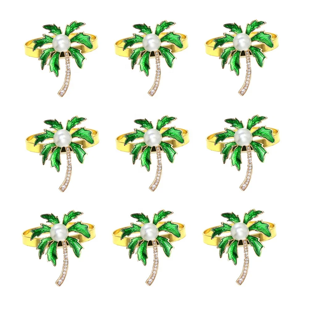 

Palm Tree Napkin Ring Eco-friendly Green Coconut Tree Serviette Buckles Holder for Table Setting HWE90