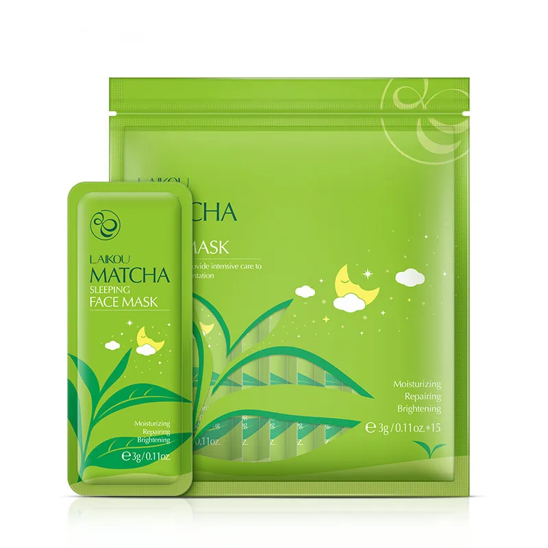 

LAIKOU Matcha Sleeping Face Mask Moisturizing Repair Leave-in Face Mask Care, White color