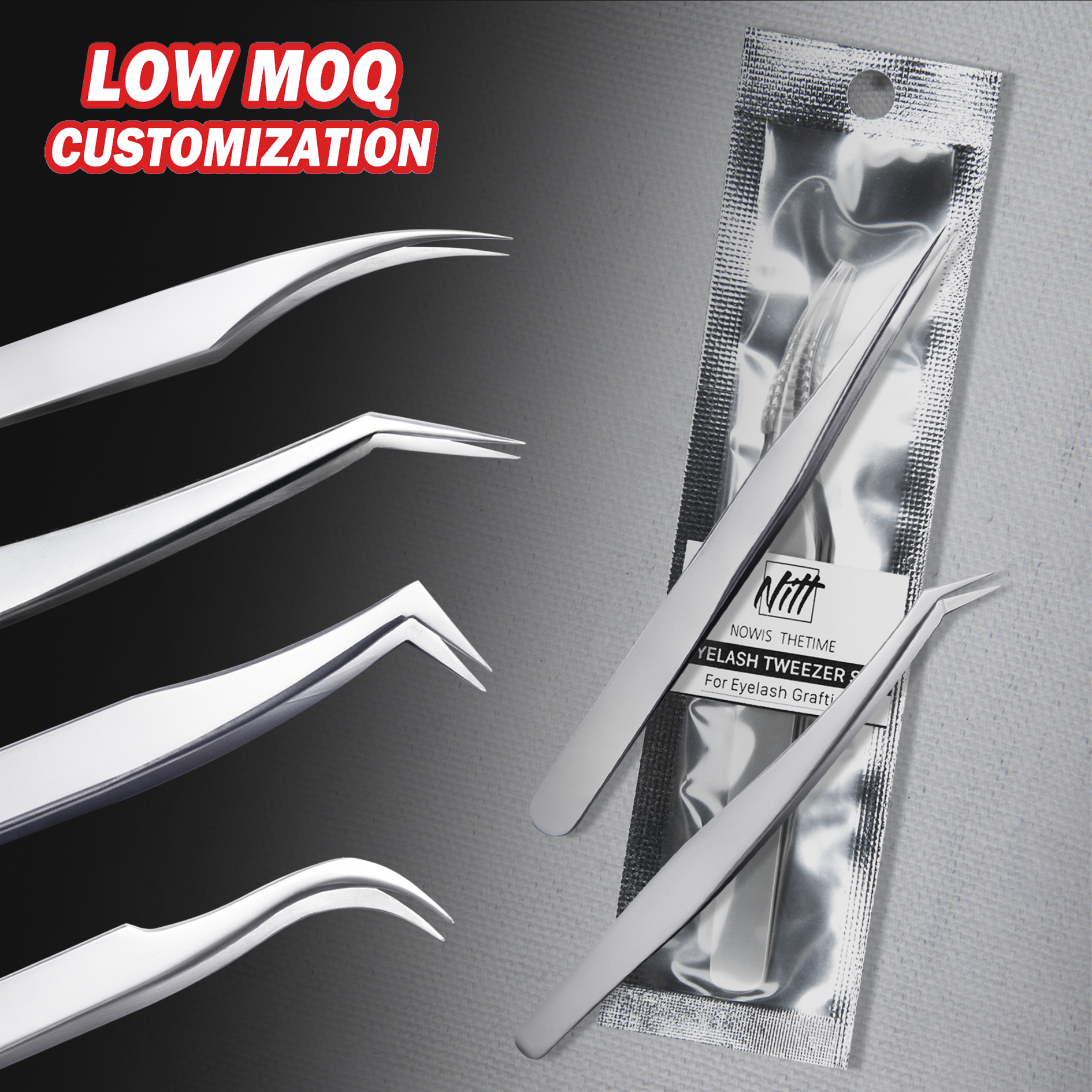 

Professional Silver Eyelash Extension Tweezer Russian Volume Tweezers Low MOQ Custom Logo eyelash Extension Tweezers, Customized
