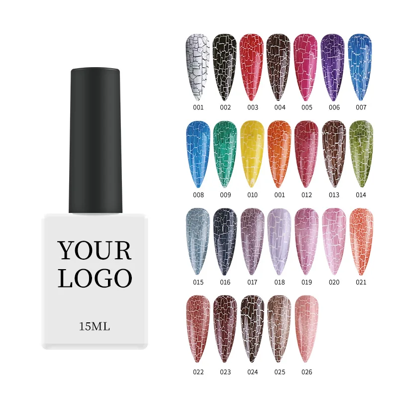 

New arrival hot selling brand designs OEM crack gel nail polish paint cosmetic nail art wholesale price, Many colors