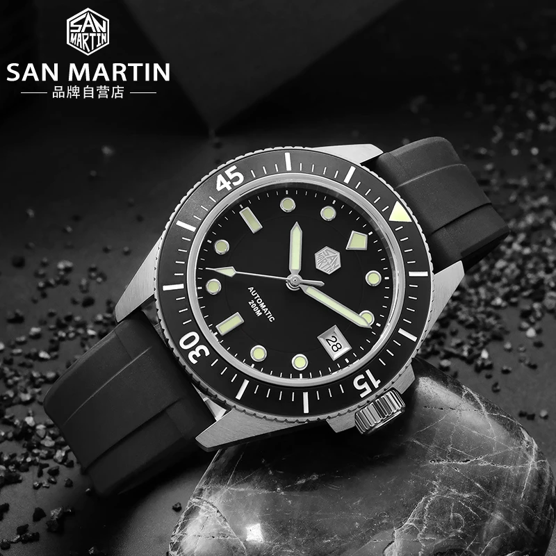 

Rts stock free ship san martin NH35 20atm case c3 Luminous ceramic bezel dive diver mechanical automatic watch for sale