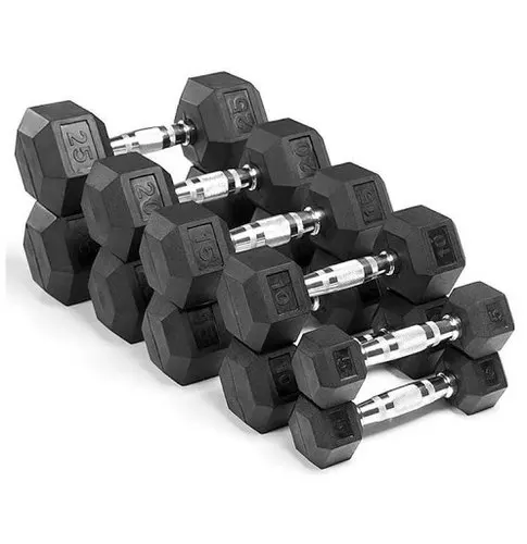

Fitness Hexagonal Rubber Hex Dumbbells Sets Free Weight Lifting Gym Equipment Free Weights, Black