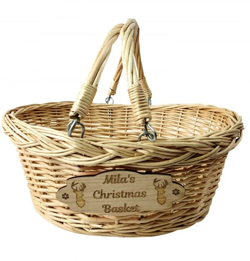 
Kids Empty Woven Wicker Gift Hamper Christmas storage Basket  (1600114917337)