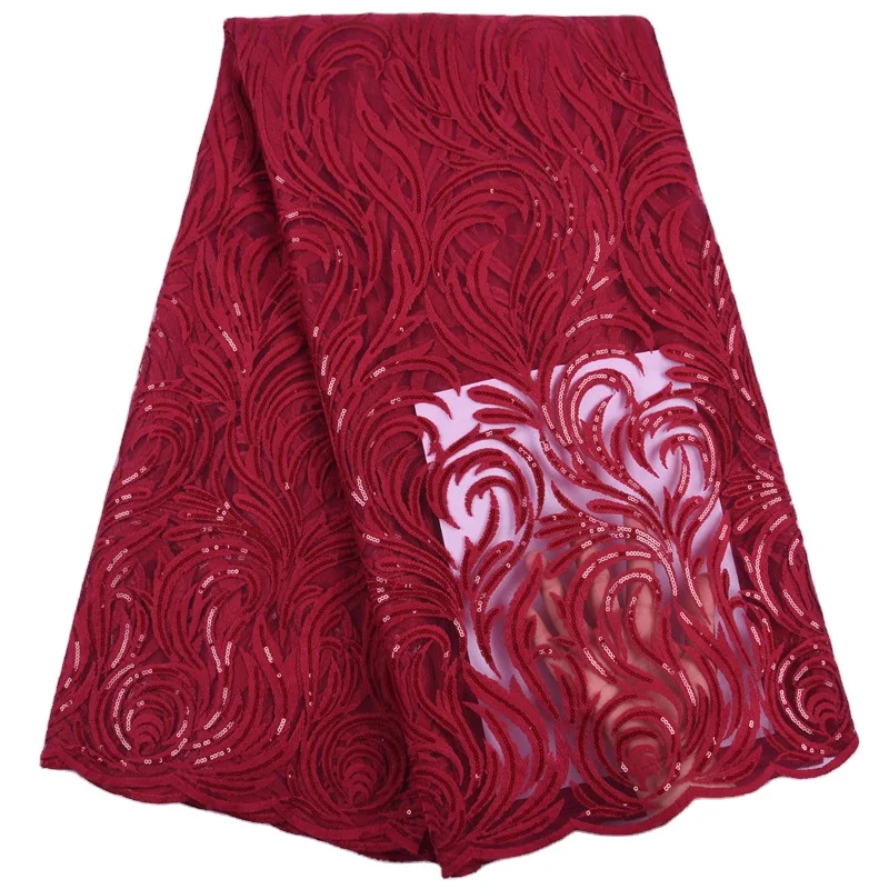 

Wholesale African Milk Silk Lace Fabric With Sequins Wedding Bridal Dress Embroidery White African Lace Fabric With Sequins 1735