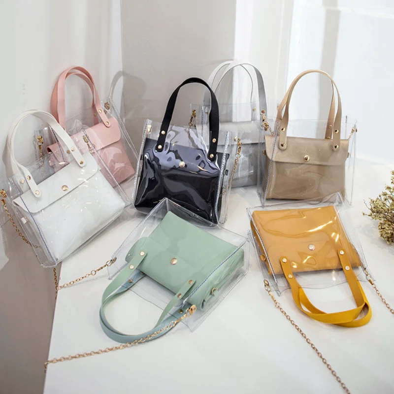 

Small transparency fresh design little girl handbags chain slant cross body handbags, White / yellow / green / black / pink / gold / sliver