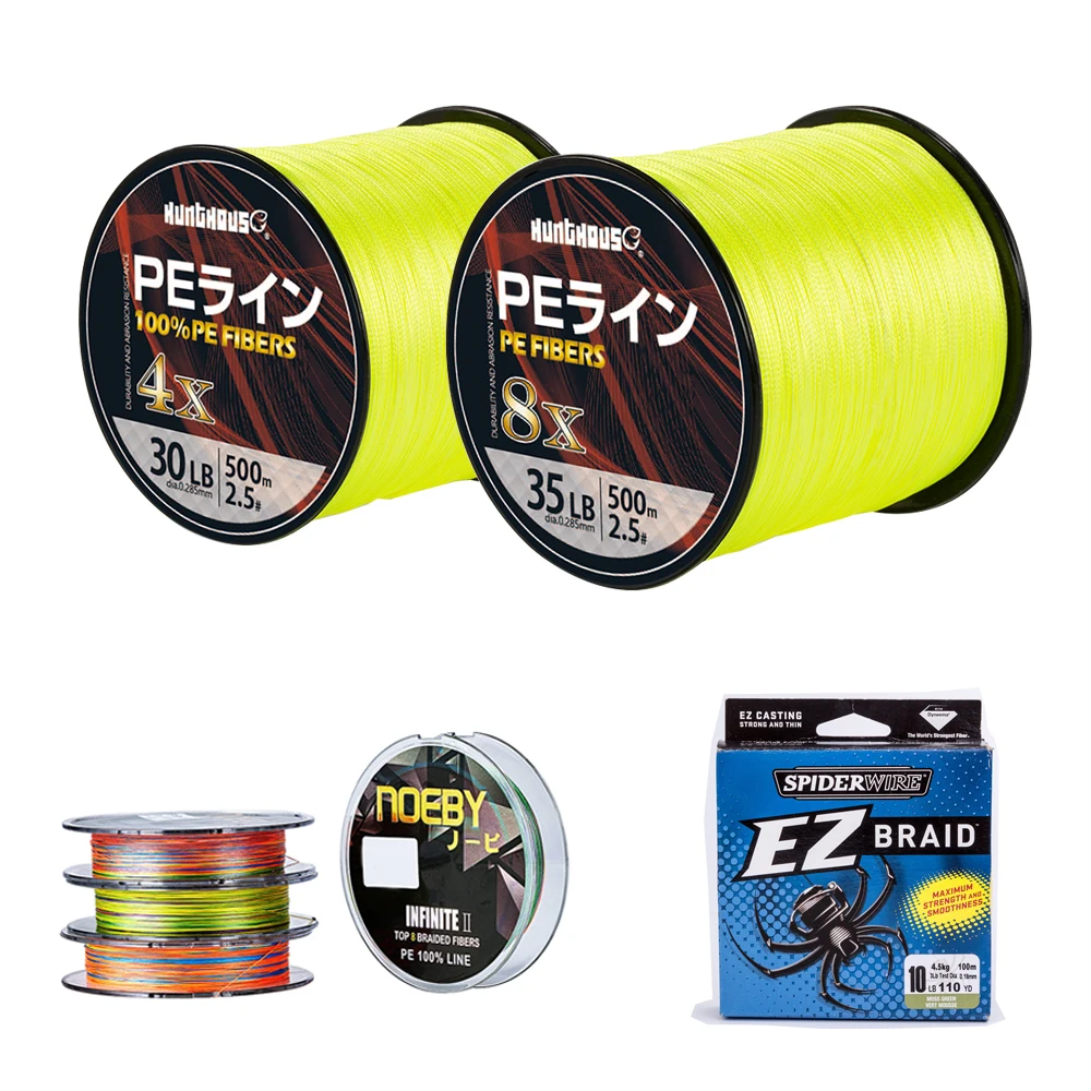 

500m PE 8X 8 strand braided coated fishing line pe braided braid line fishing, Single color/multi color