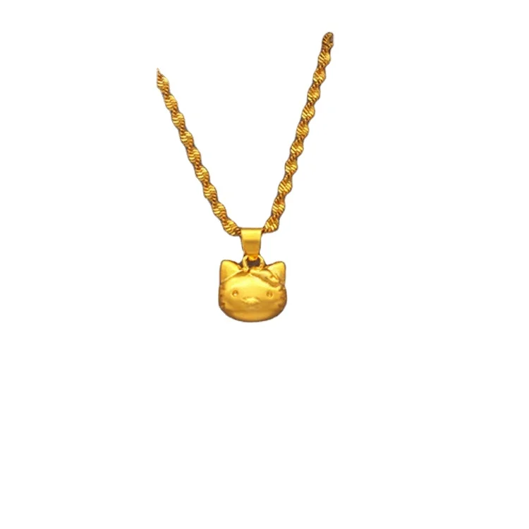 

Korean Fashion Kt Cat Pixiu Necklace Female Jewelry Copper Plated Vietnamese Sand Gold Popular Jewelry Gift