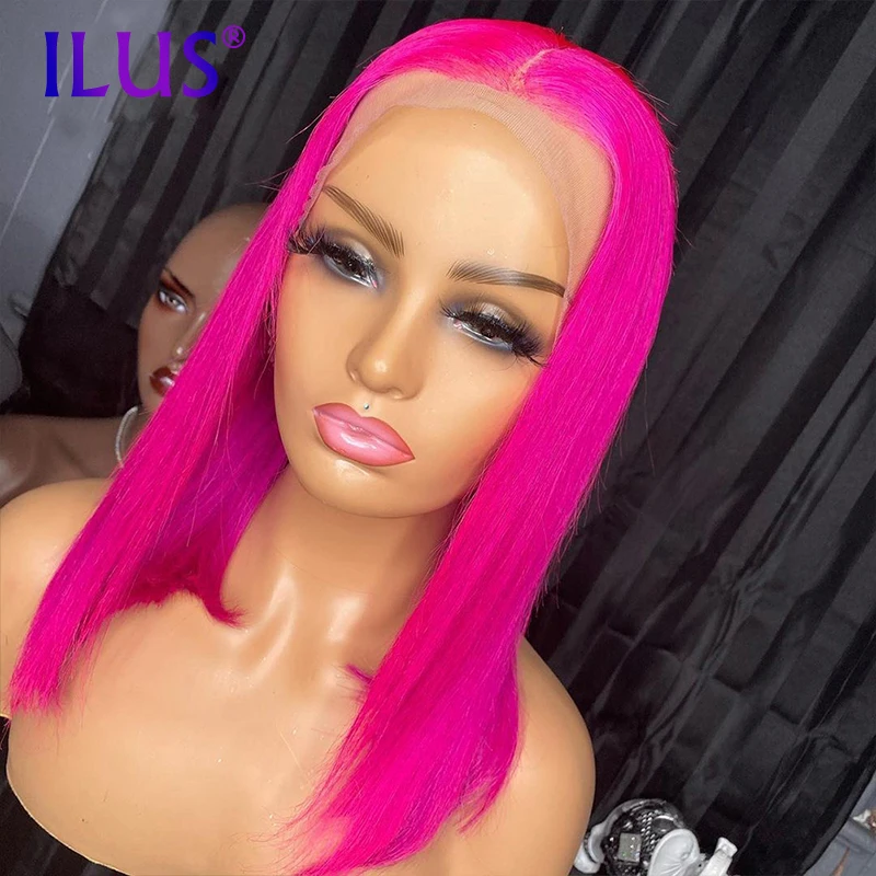 

Hot Sale Free Shipping Short Bob Wigs Straight Colored Pink/Gray/T4613 HD Lace Front Human Hair Wigs For Black Women Brazilian