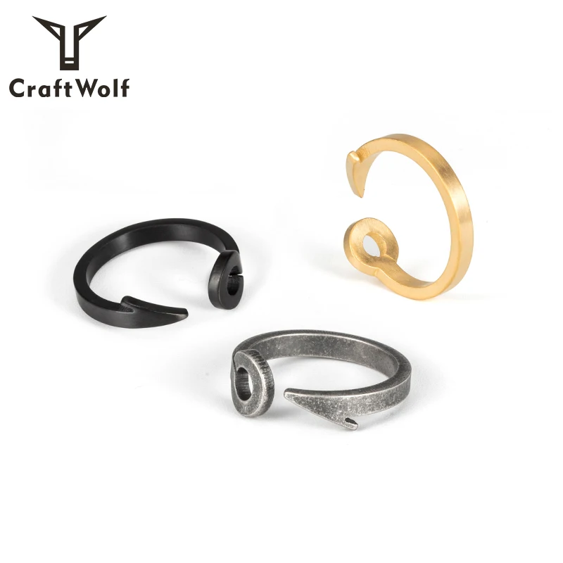 

Craft Wolf Minimalist jewelry Men Women 18K gold silver plated Stainless Steel Fish Hook Anchor finger rings, Gold, black, vintage silver, steel