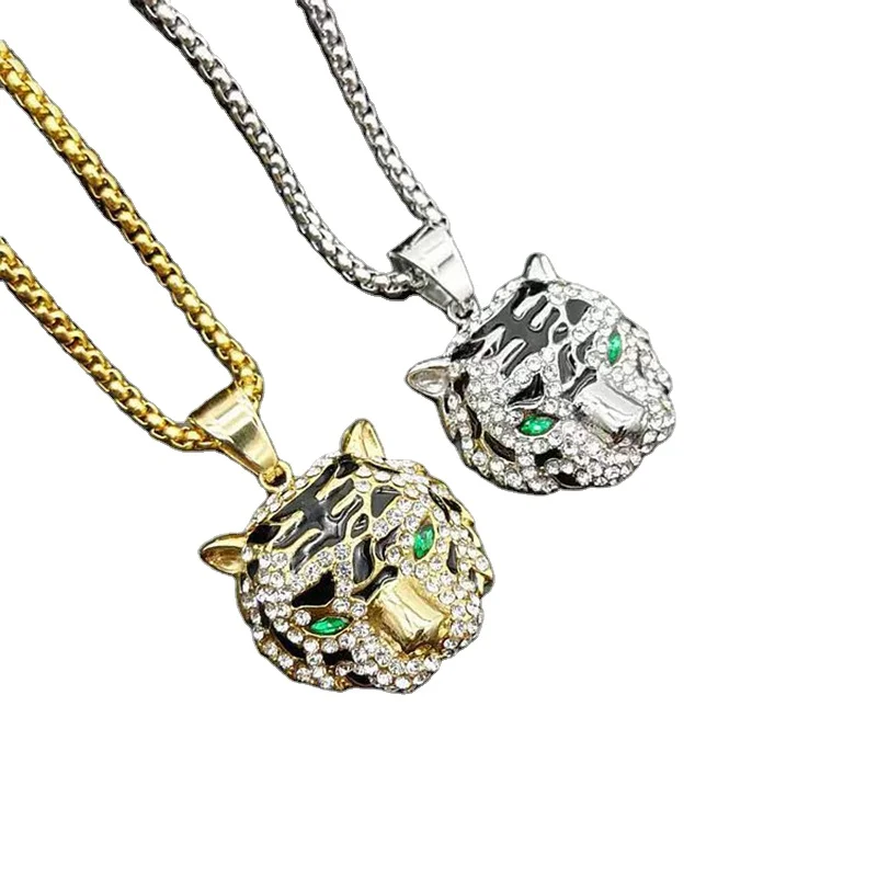 

Blues RTS High quality Hip hop Style Stainless Steel tiger head pendant necklace for man