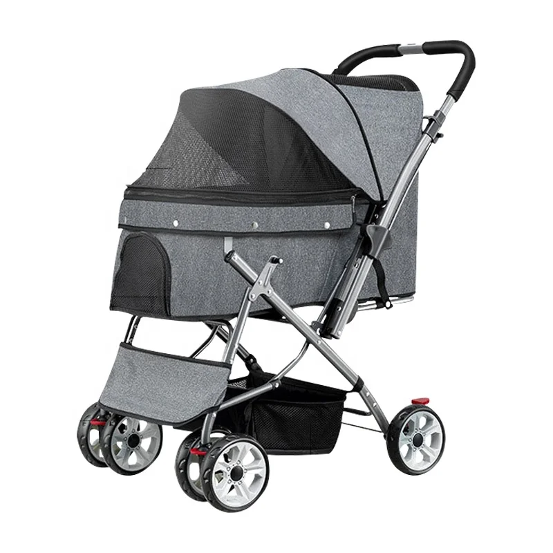 

Two-Way Mode Shock Absorption Potable Outdoors Cats Dogs Strollers Pets Strollers For Sale, Gray