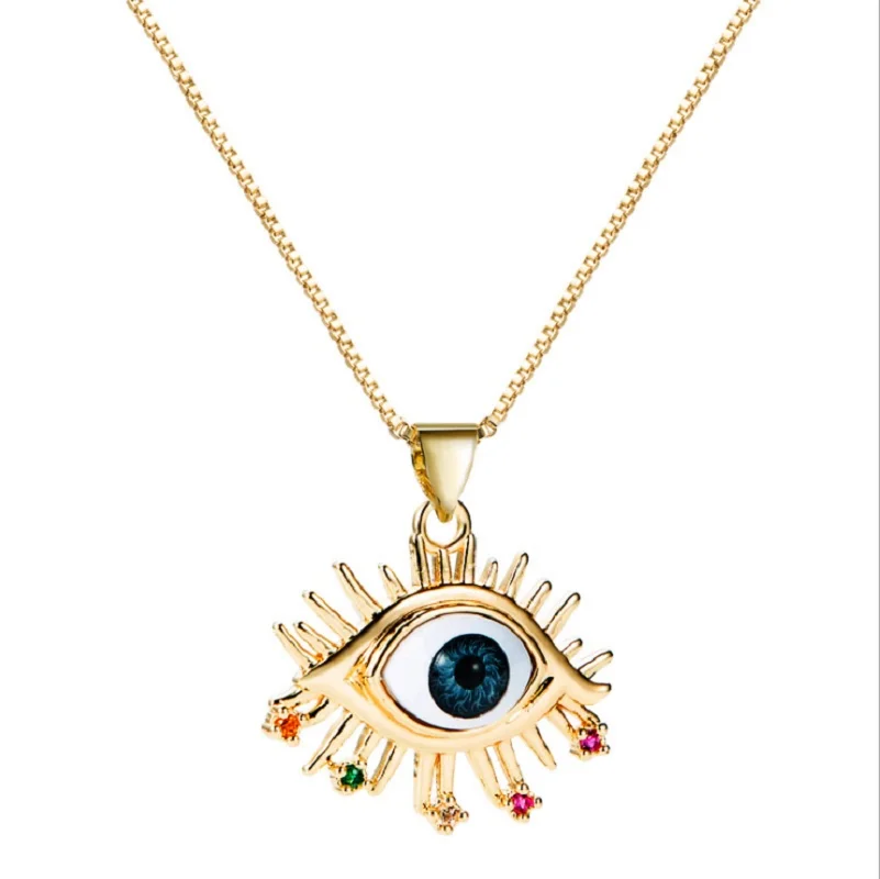 

Trendy Zircon evil pendant necklace copper Jewelry turkish eye necklace evil necklace