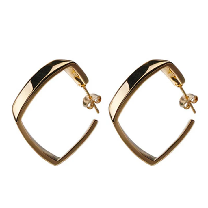 

European And American Fashion Jewelry 2021 Gold Plated Geometric Hoop Earrings for Women, Picture shows