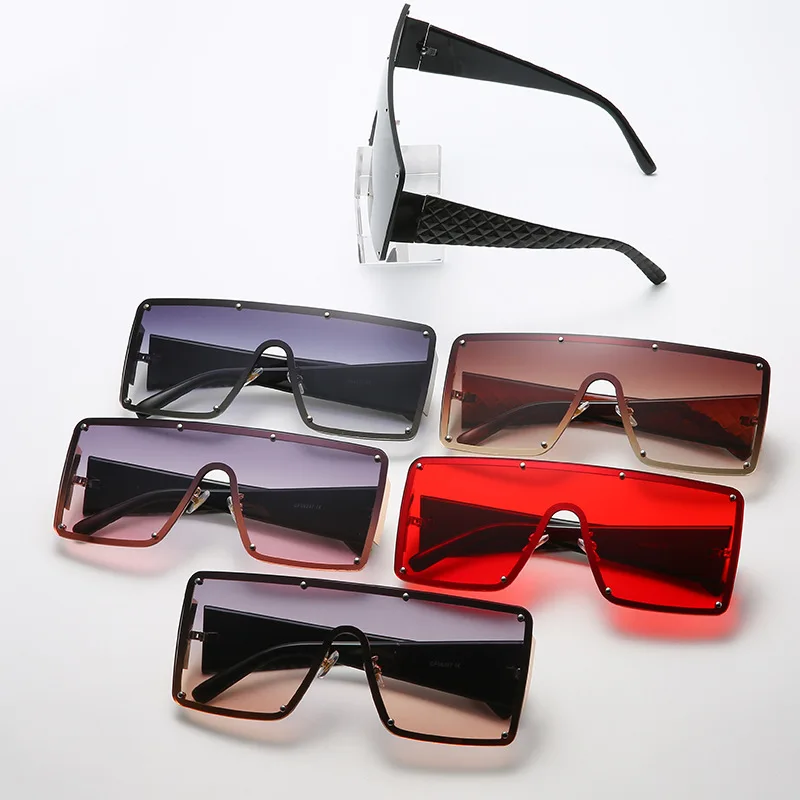 

2021 new brand design big rimless sunglass colorful metal square oversized fashion conjoined sunglasses women men sunglasses, Picture shown