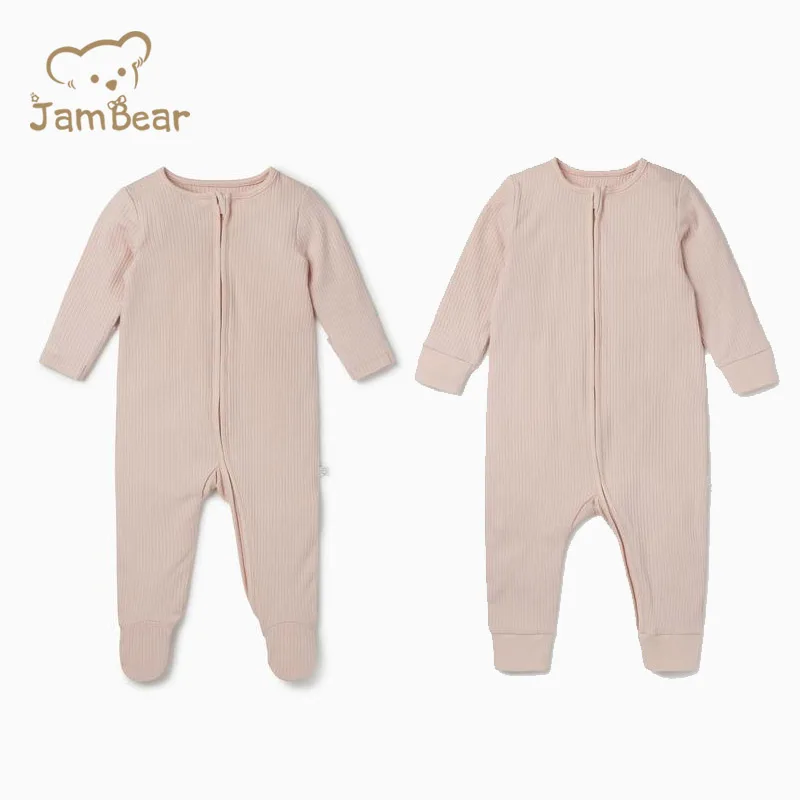 

JamBear Baby Clothes organic cotton solid color zip romper kids Romper Baby Romper Zipper Style Long Sleeve Newborn, Customized color