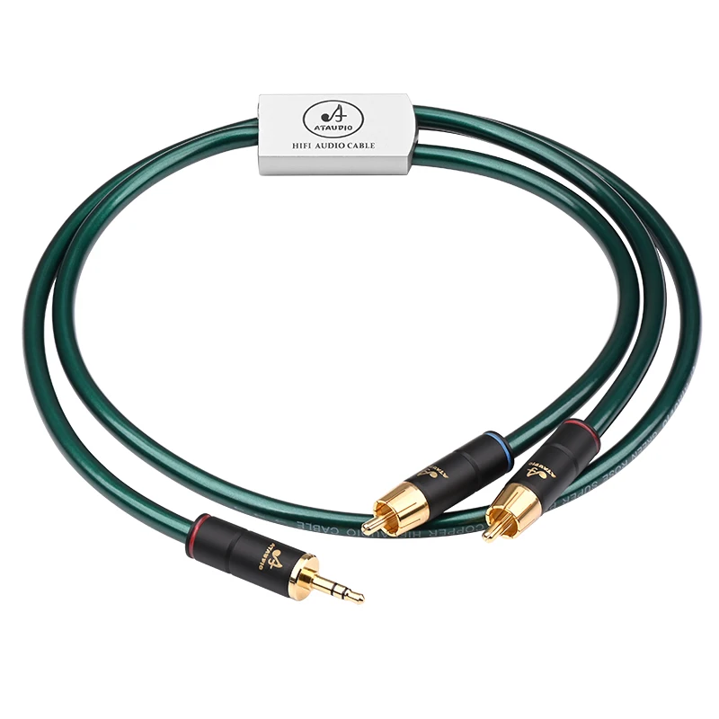 

HIFI OCC 3.5 One point two HiFi mobile phone computer to power amplifier audio cable 3.5 to 2rca cable