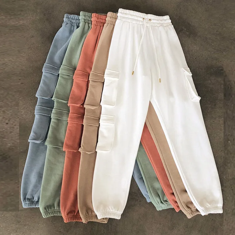 

Women Clothing Jogger With Pockets Casual Solid Color Womens Trousers Pants Custom Sweatpants Women, Black, white, brown, blue, light green, beige, orange