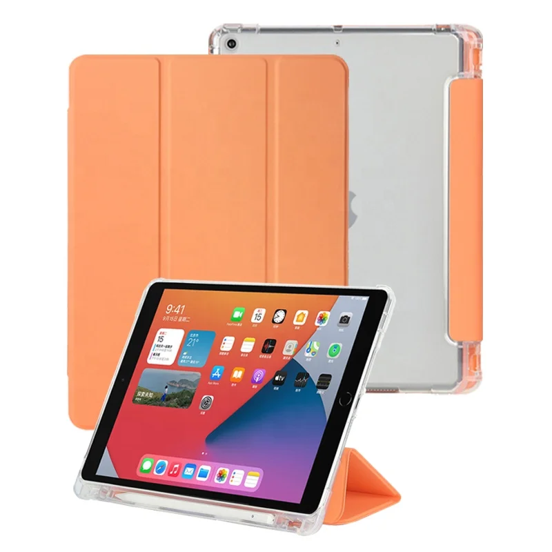 

Transparent back case tablet PU leather case for iPad 10.2'' 7th 8th Gen. 2019 2020