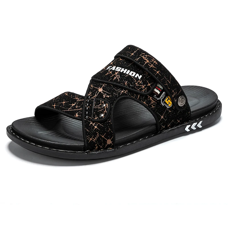 

Top Quality Wholesale Men Buckle Straps outdoor Sandals with PU Leather man slipper, 2 colors