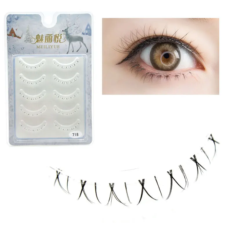 

Hot Selling Under Lashes Synthetic Lower Eyelashes transparent Band False Eyelashes Synthetic Bottom Lashes 718