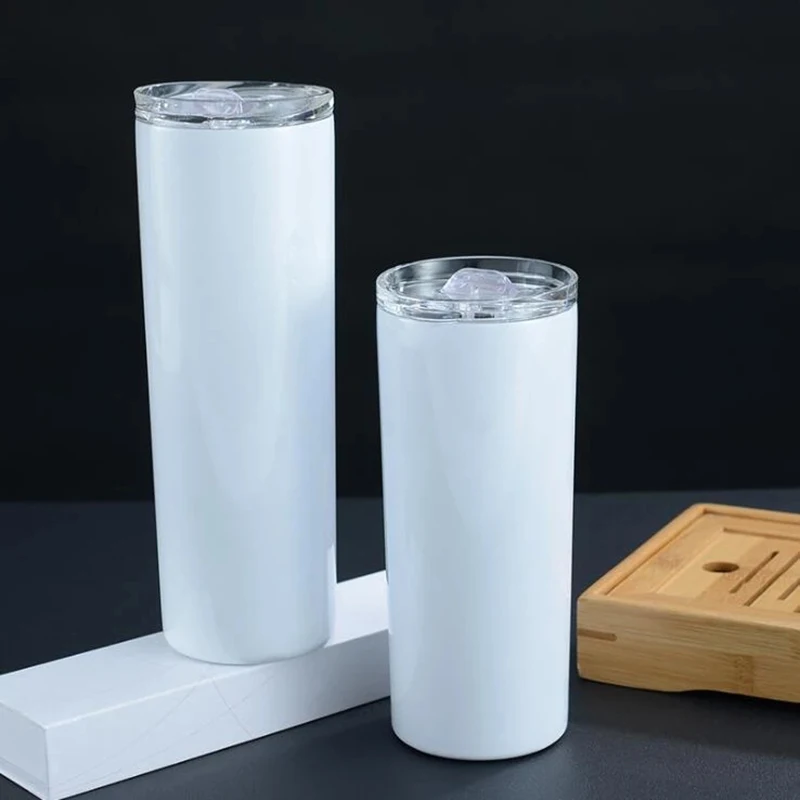 

Wholesale Double Wall Stainless Steel Slim Tumbler 20oz Sublimation Blanks skinny tumbler cups, White or silvery