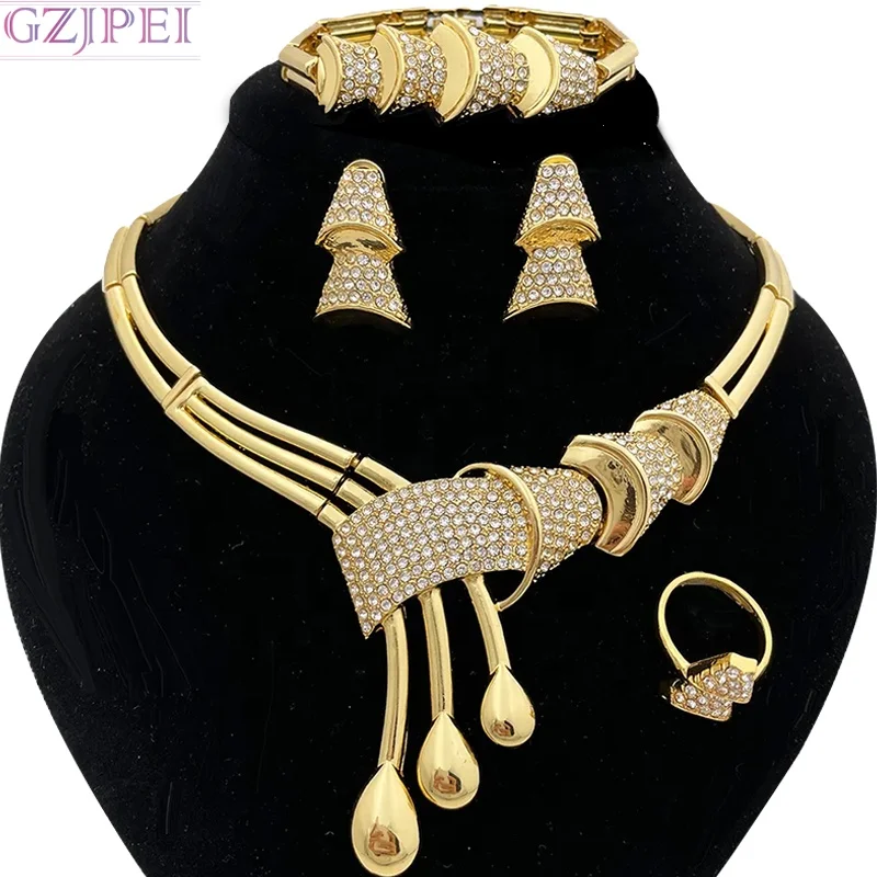 

Luxury Charm Jewelry Sets Dubai Wedding Bridal Jewelry Set For Women Romantic Gift jewelry