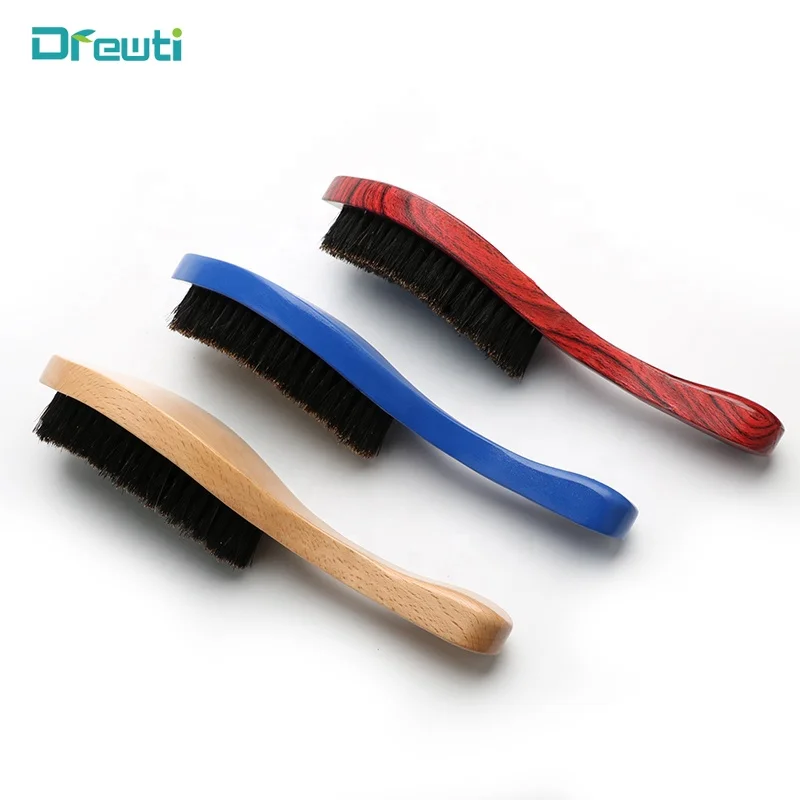 Mens Mustache Brush Military Steam Grooming Medium Soft Boar Bristle Wooden Long Handle Beard Brush And Comb Set For Men, Natural color