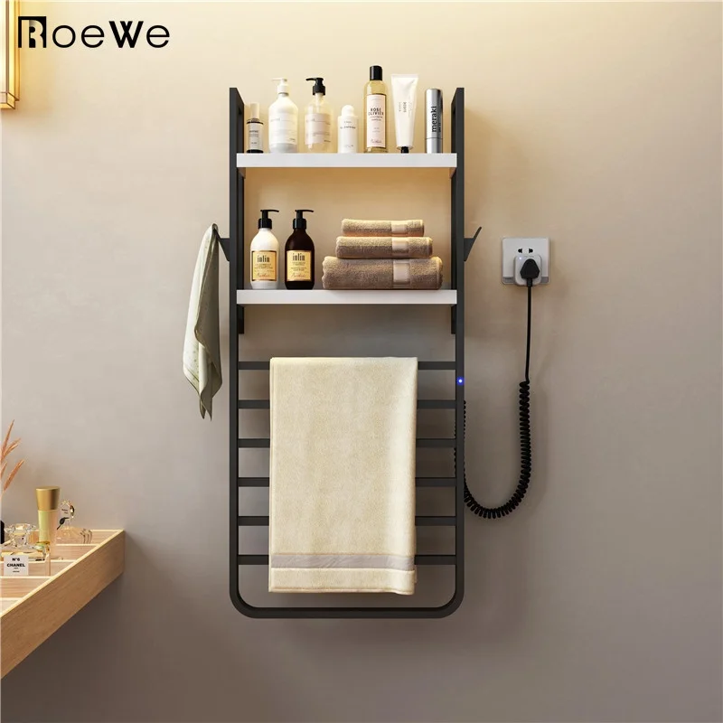 

bathroom stainless steel electrothermal towel dryer rail w shelf smart home wall mounted electric heated dryer towel warmer rack