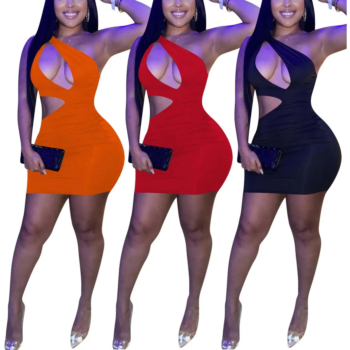 

FS2606D Hot sale Cut-out Bodycon Dress Summer Slash Neck Mini Sexy Dresses